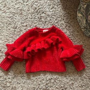 Cat & jack red ruffled sweater